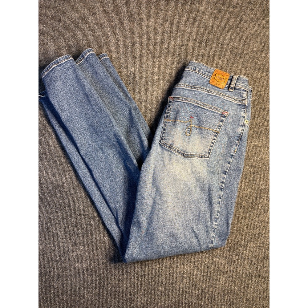 Jag‎ Boot Cut Jeans Womens 12 Blue Denim Stretch Wide Faded Mid Rise Low Waist
